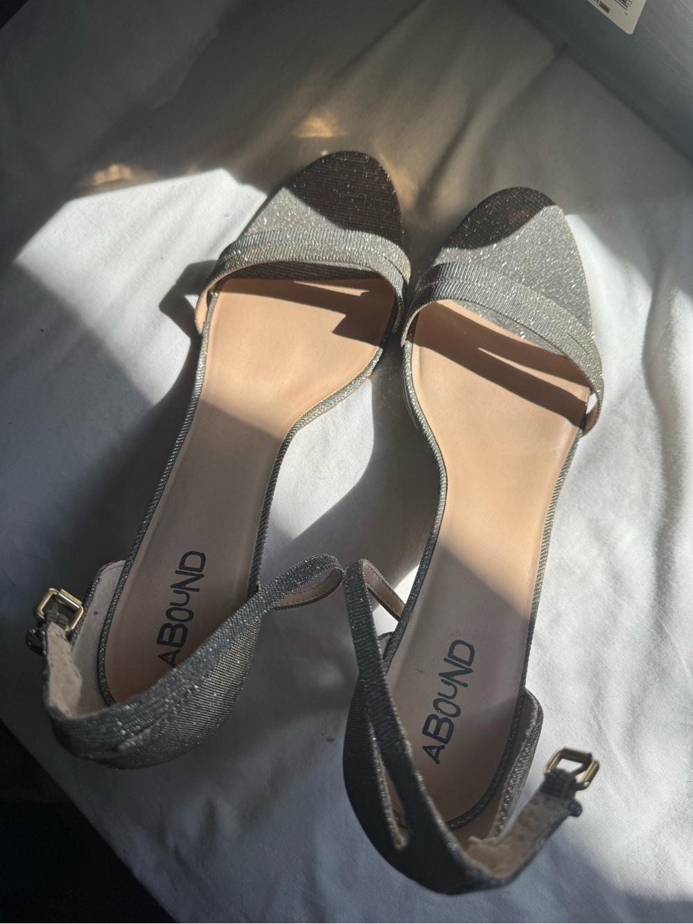 Abound Silver Glitter Ankle-Strap Heels